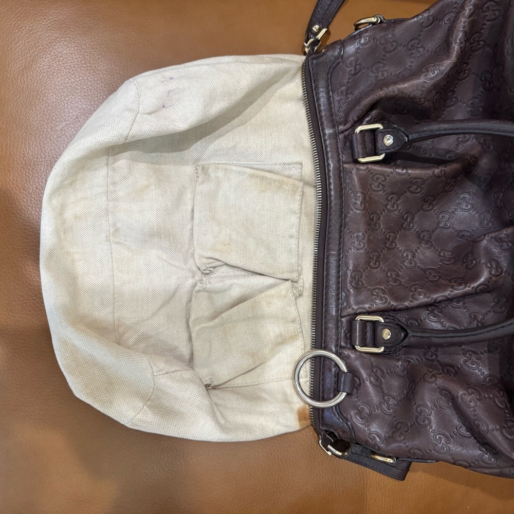Gucci Dark Brown GG Embossed Leather Shoulder Bag - Picture 10 of 12